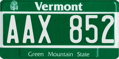 VT license plate AAX852