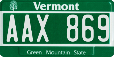 VT license plate AAX869