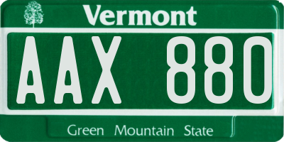 VT license plate AAX880