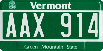 VT license plate AAX914
