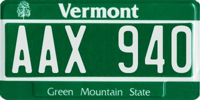 VT license plate AAX940