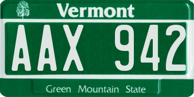 VT license plate AAX942