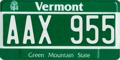 VT license plate AAX955