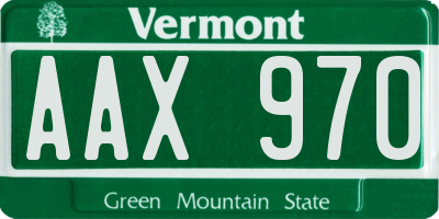 VT license plate AAX970