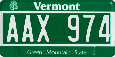 VT license plate AAX974