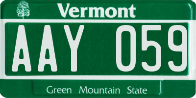 VT license plate AAY059