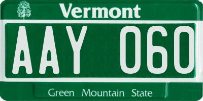 VT license plate AAY060