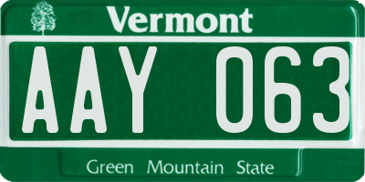 VT license plate AAY063