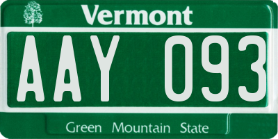 VT license plate AAY093