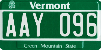 VT license plate AAY096