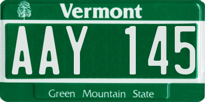 VT license plate AAY145