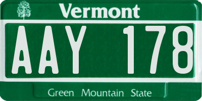 VT license plate AAY178