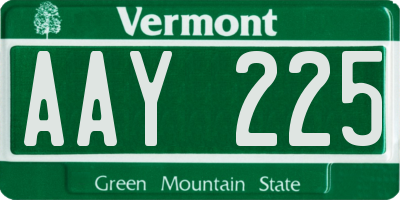 VT license plate AAY225