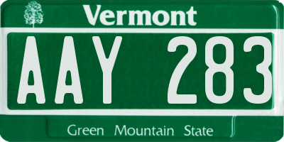 VT license plate AAY283