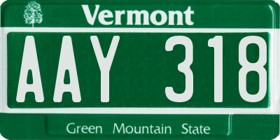 VT license plate AAY318