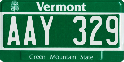 VT license plate AAY329