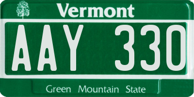 VT license plate AAY330