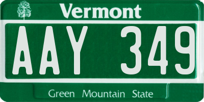 VT license plate AAY349