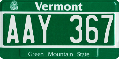 VT license plate AAY367