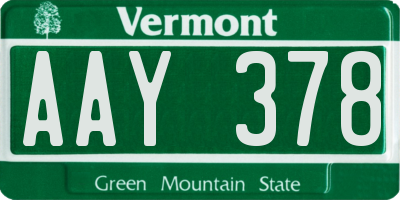 VT license plate AAY378