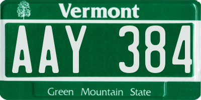 VT license plate AAY384
