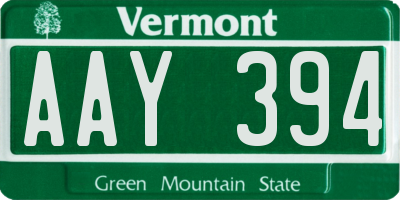 VT license plate AAY394