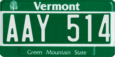 VT license plate AAY514
