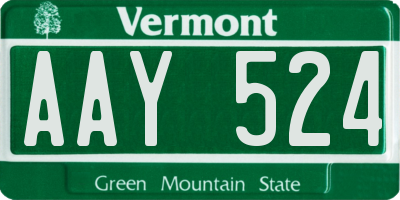 VT license plate AAY524