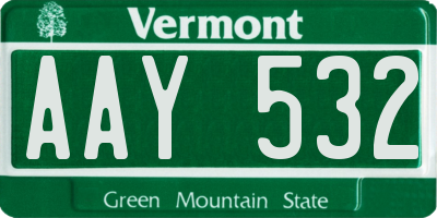 VT license plate AAY532