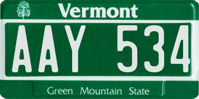 VT license plate AAY534