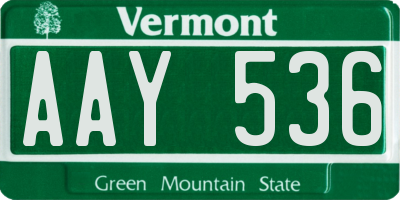 VT license plate AAY536