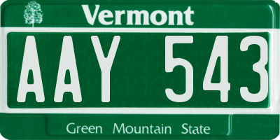 VT license plate AAY543