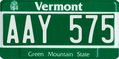 VT license plate AAY575