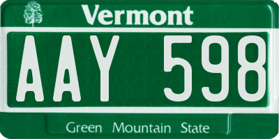 VT license plate AAY598