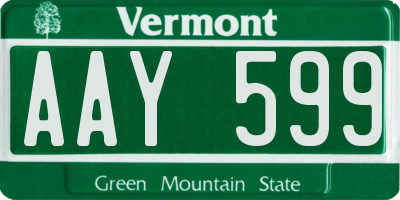 VT license plate AAY599
