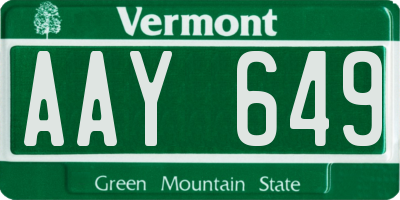 VT license plate AAY649