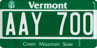 VT license plate AAY700