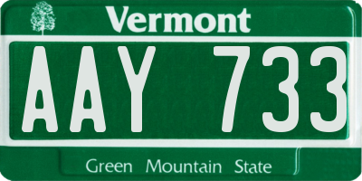 VT license plate AAY733