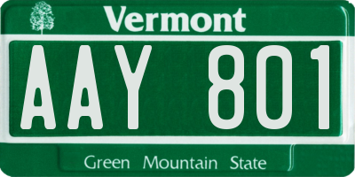 VT license plate AAY801