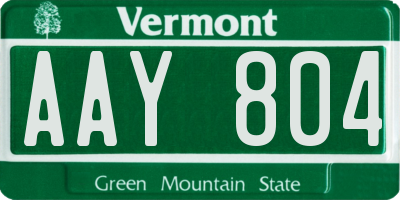 VT license plate AAY804