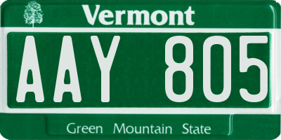 VT license plate AAY805