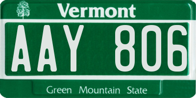 VT license plate AAY806