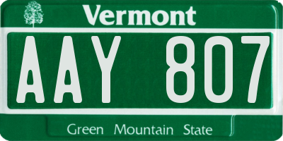 VT license plate AAY807