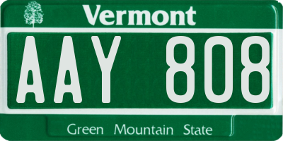 VT license plate AAY808