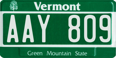 VT license plate AAY809