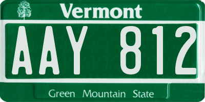 VT license plate AAY812