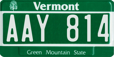 VT license plate AAY814