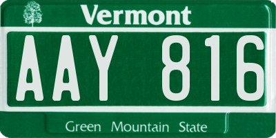 VT license plate AAY816