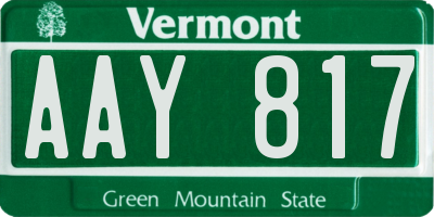 VT license plate AAY817