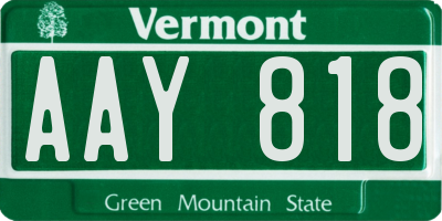 VT license plate AAY818